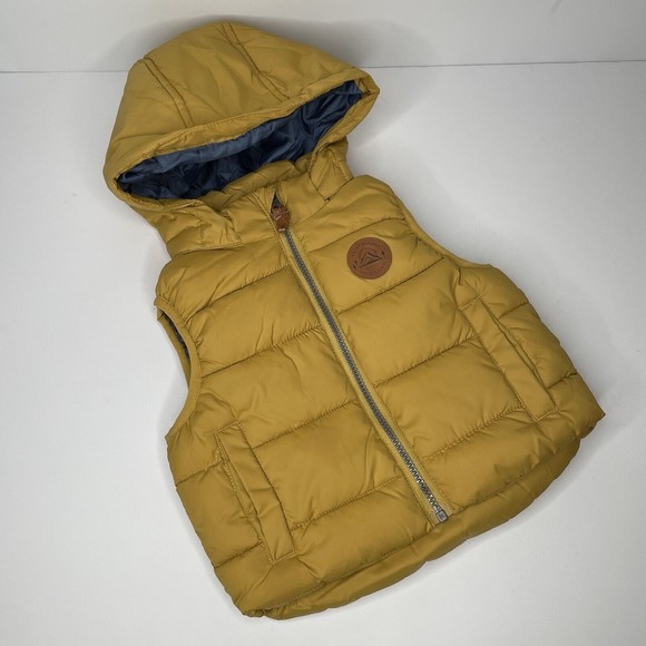 H&M Other - H&M Puffer Vest Boys 2T Mustard Yellow Hooded Vest
